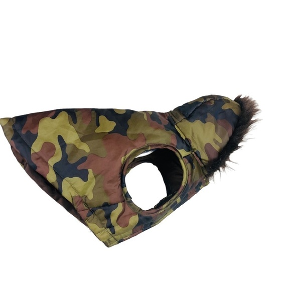 Simply Dog Camo Dog Coat Jacket Faux Fur Hood Trim - Picture 14 of 14